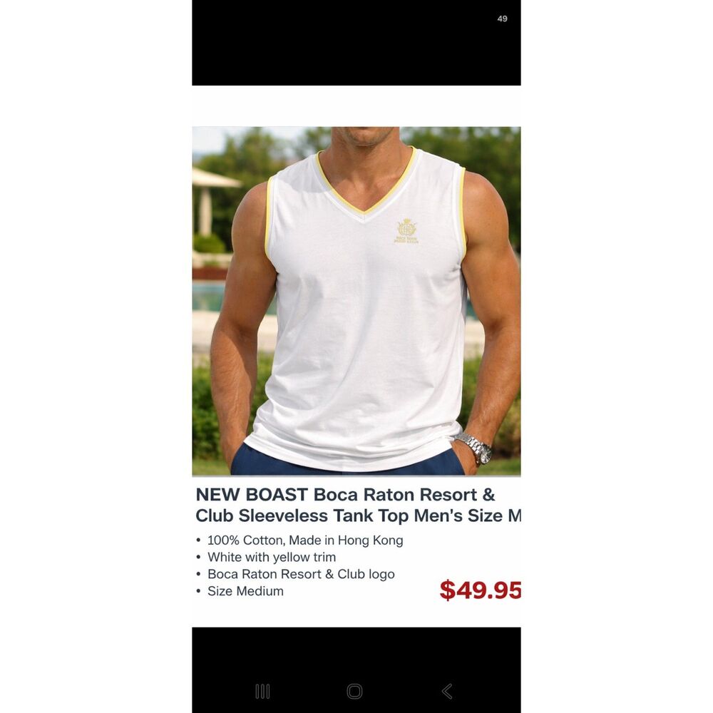 Men's  BOAST U.S.A Boca Raton Resort & Club 100% Cotton Tee Shirt White  Sz M